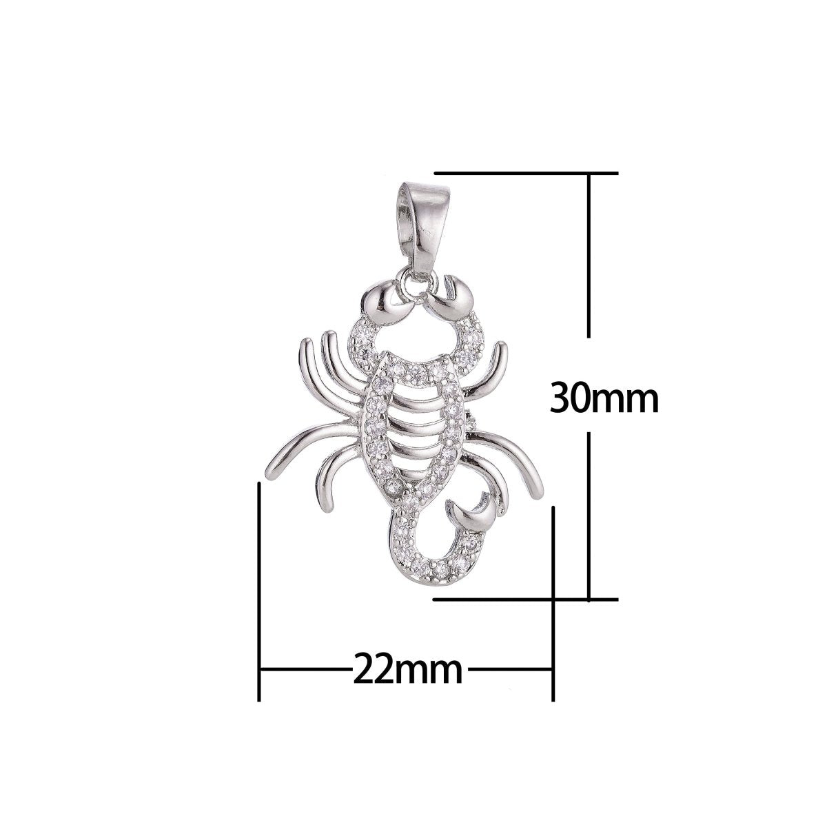 Gold Scorpio Small Animal Lover Death and Rebirth Willpower Cubic Zirconia Necklace Pendant Charm Bead Bails Findings for Jewelry Making H-186 - DLUXCA