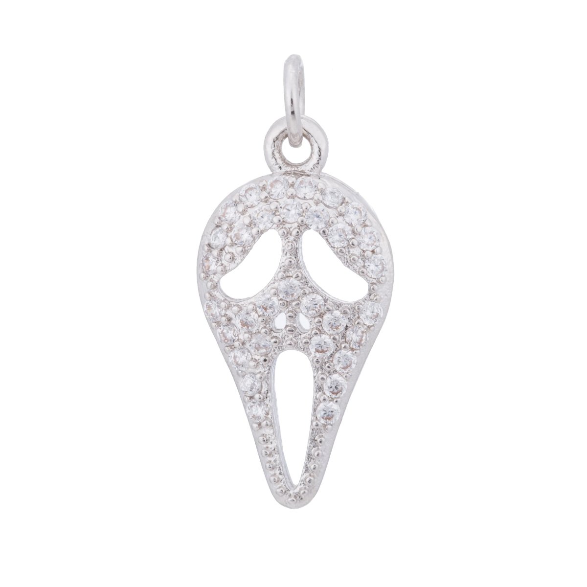 Gold Scream Movie Mask, Scary, Halloween, Horror, Cosplay, Craft Cubic Zirconia Bracelet Charm Bead Findings Pendant For Jewelry Making C169 - DLUXCA