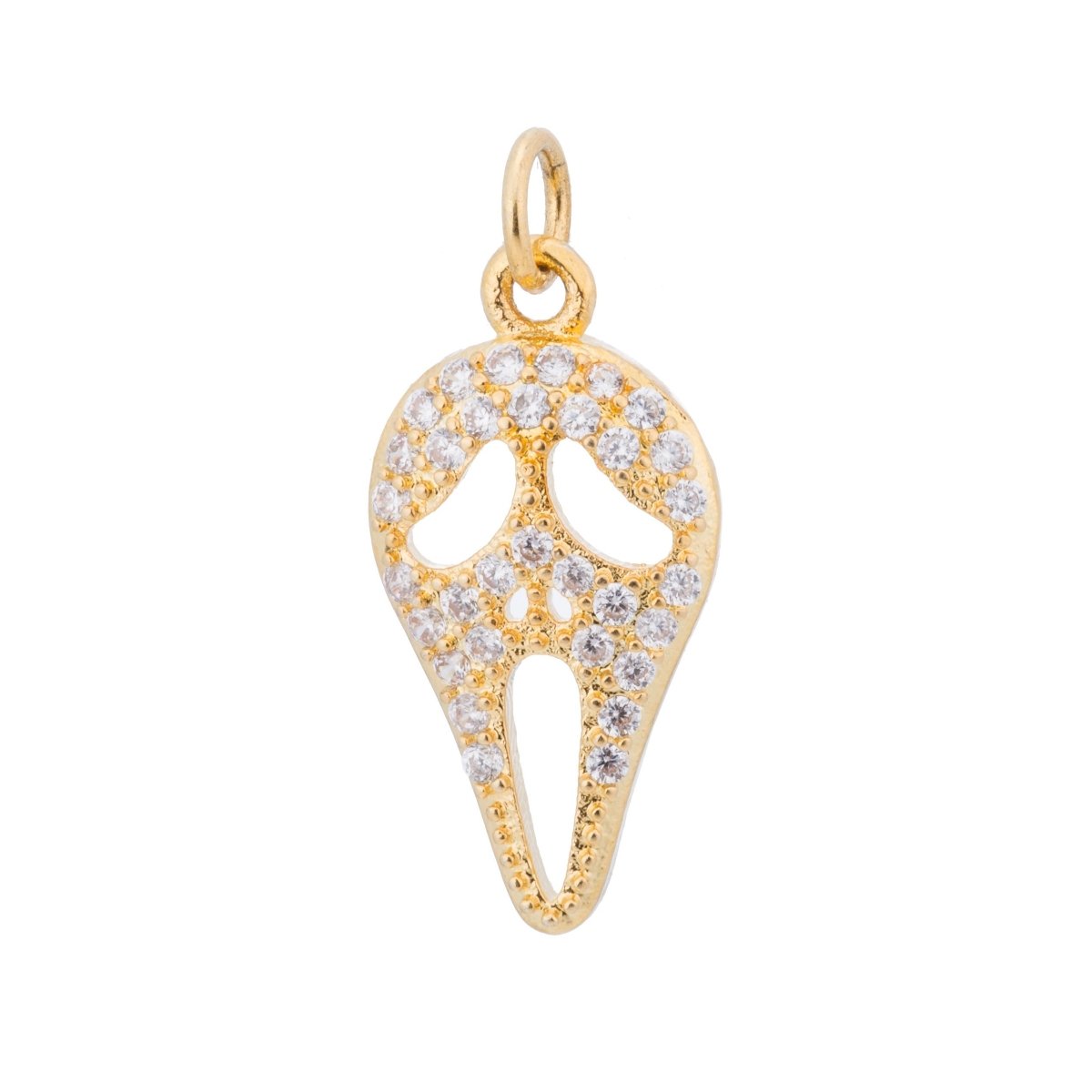 Gold Scream Movie Mask, Scary, Halloween, Horror, Cosplay, Craft Cubic Zirconia Bracelet Charm Bead Findings Pendant For Jewelry Making C169 - DLUXCA
