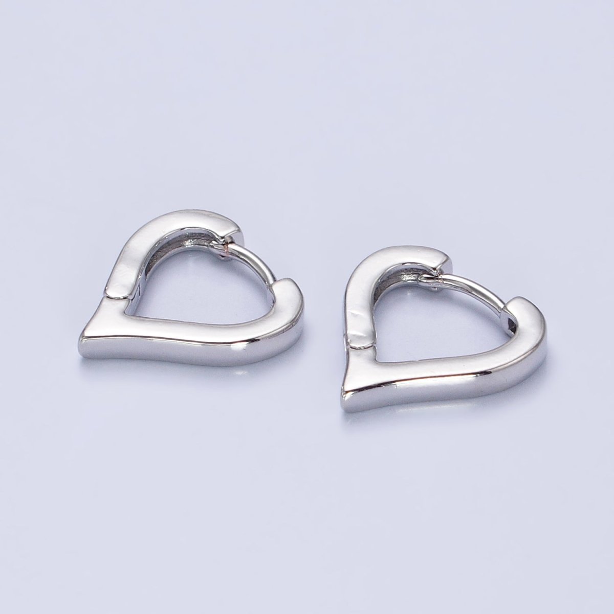 Gold, Silver 14mm Heart Triangle Flat Huggie Cartilage Hoop Earrings | AB516 AB524 - DLUXCA