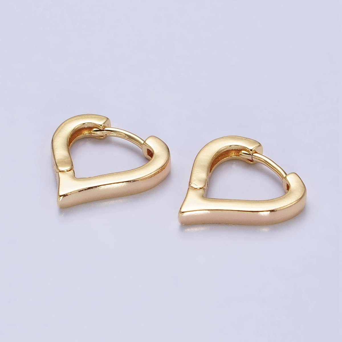 Gold, Silver 14mm Heart Triangle Flat Huggie Cartilage Hoop Earrings | AB516 AB524 - DLUXCA