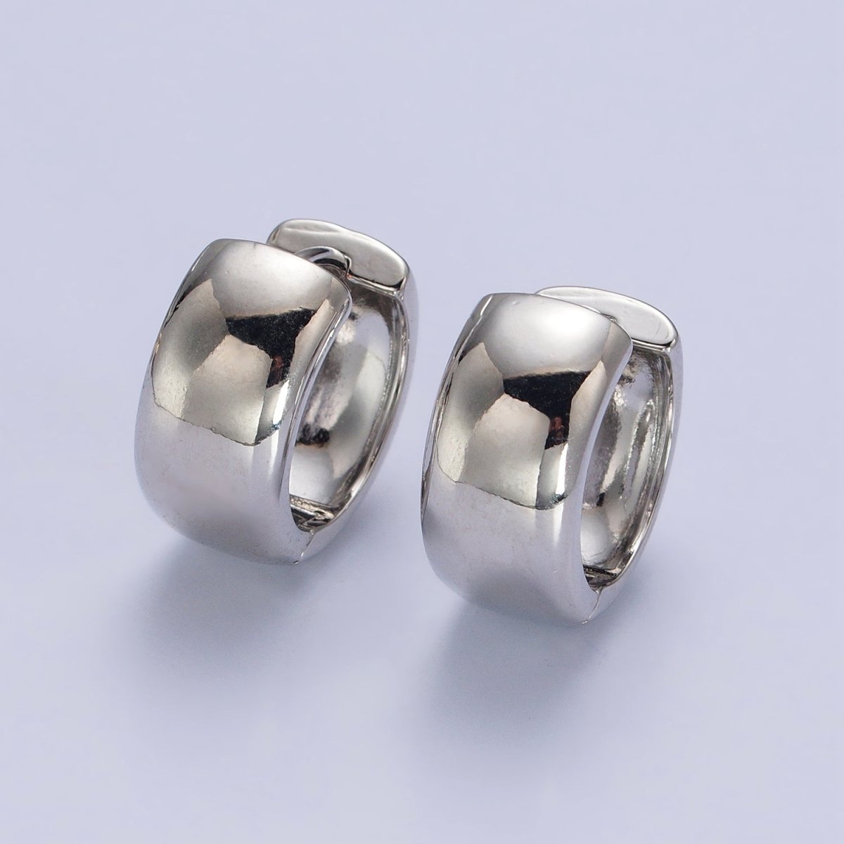 Gold, Silver 16.5mm Wide Chubby Minimalist Huggie Hoop Earrings | AB186 AB435 - DLUXCA