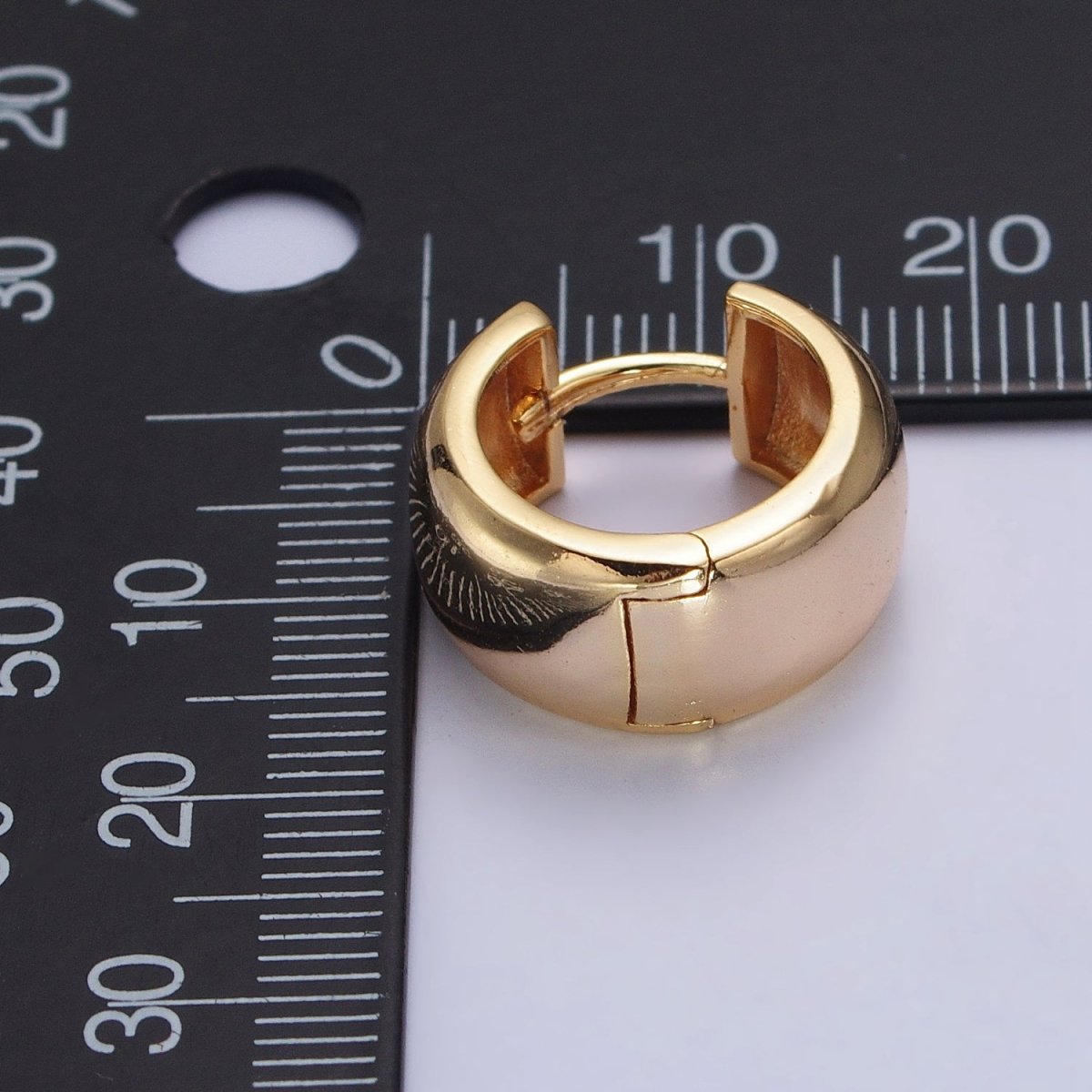 Gold, Silver 16.5mm Wide Chubby Minimalist Huggie Hoop Earrings | AB186 AB435 - DLUXCA