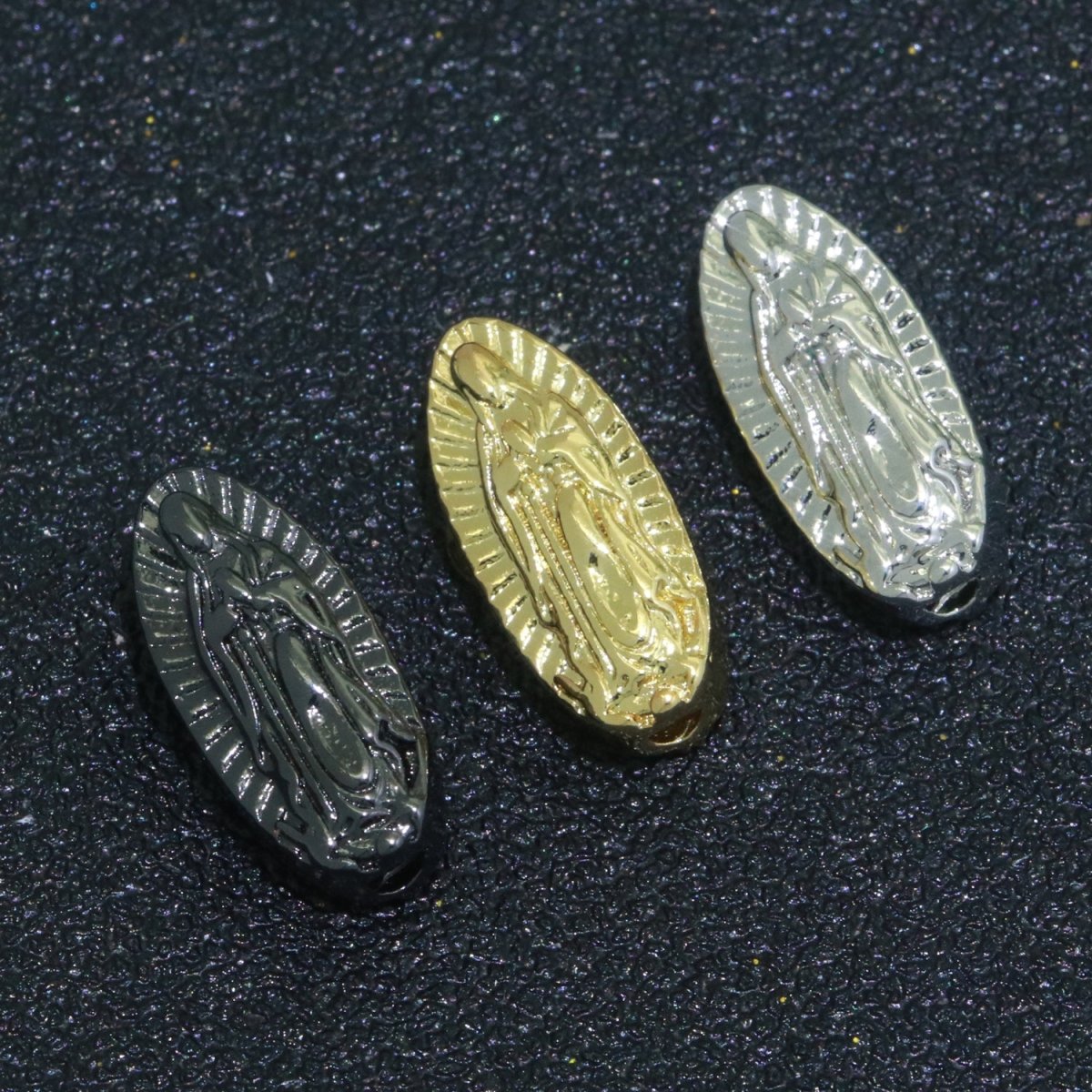 Gold / Silver / Black Our Lady of Guadalupe Beads, Virgin Mary bead Spacer rosary beads, Catholic beads, for Religious jewelry making B-634 B-635 B-636 - DLUXCA