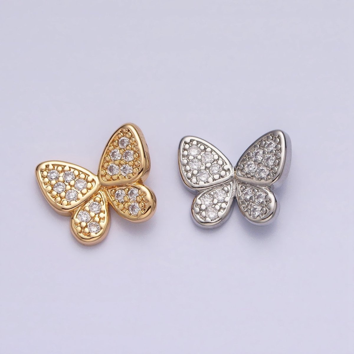 Gold, Silver Butterfly Mariposa Clear Micro Paved CZ Open Back Loop Pendant | AA357 AA358 - DLUXCA