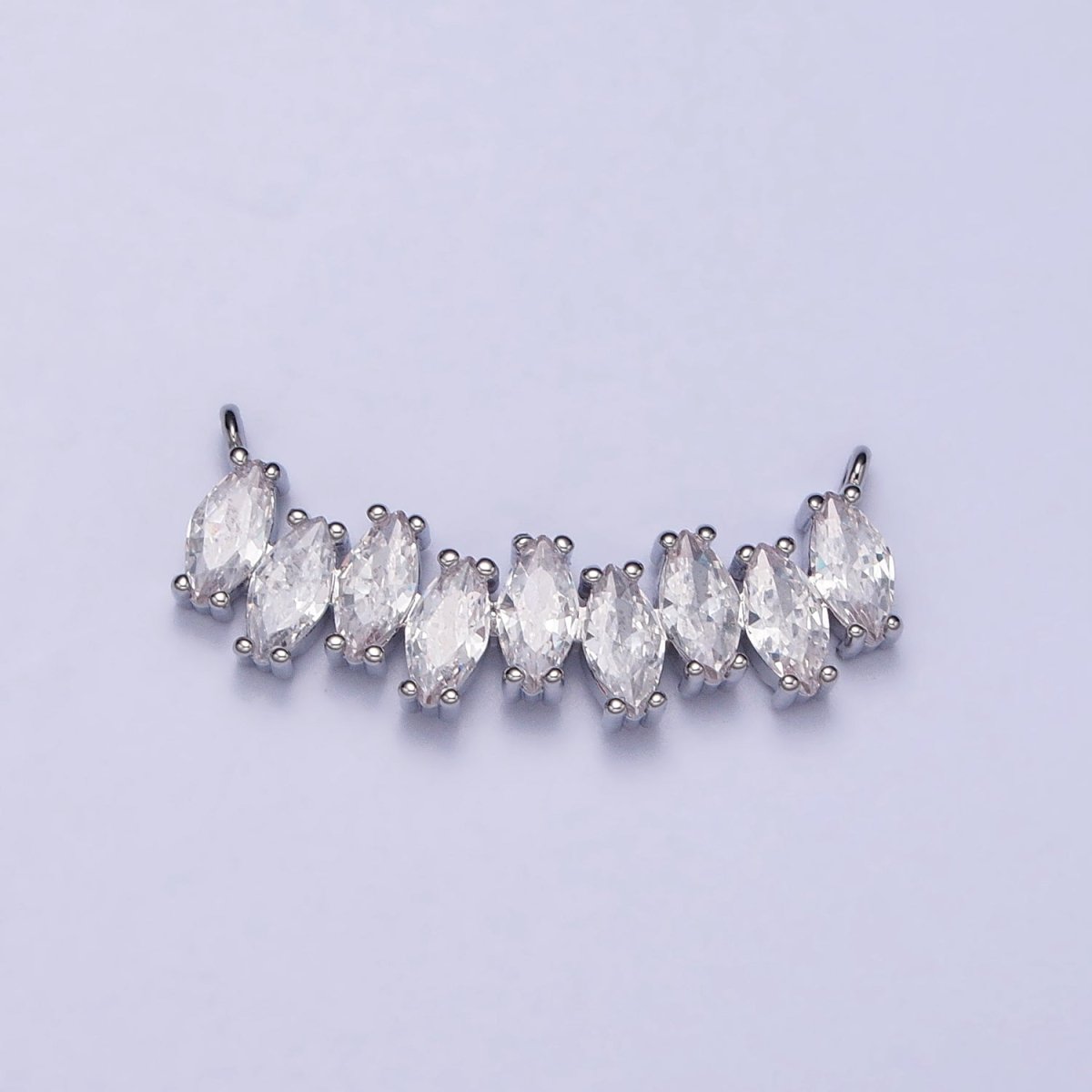 Gold, Silver Clear CZ Marquise Cubic Zirconia Curved Lined 22.5mm Connector | AA841 AA842 - DLUXCA