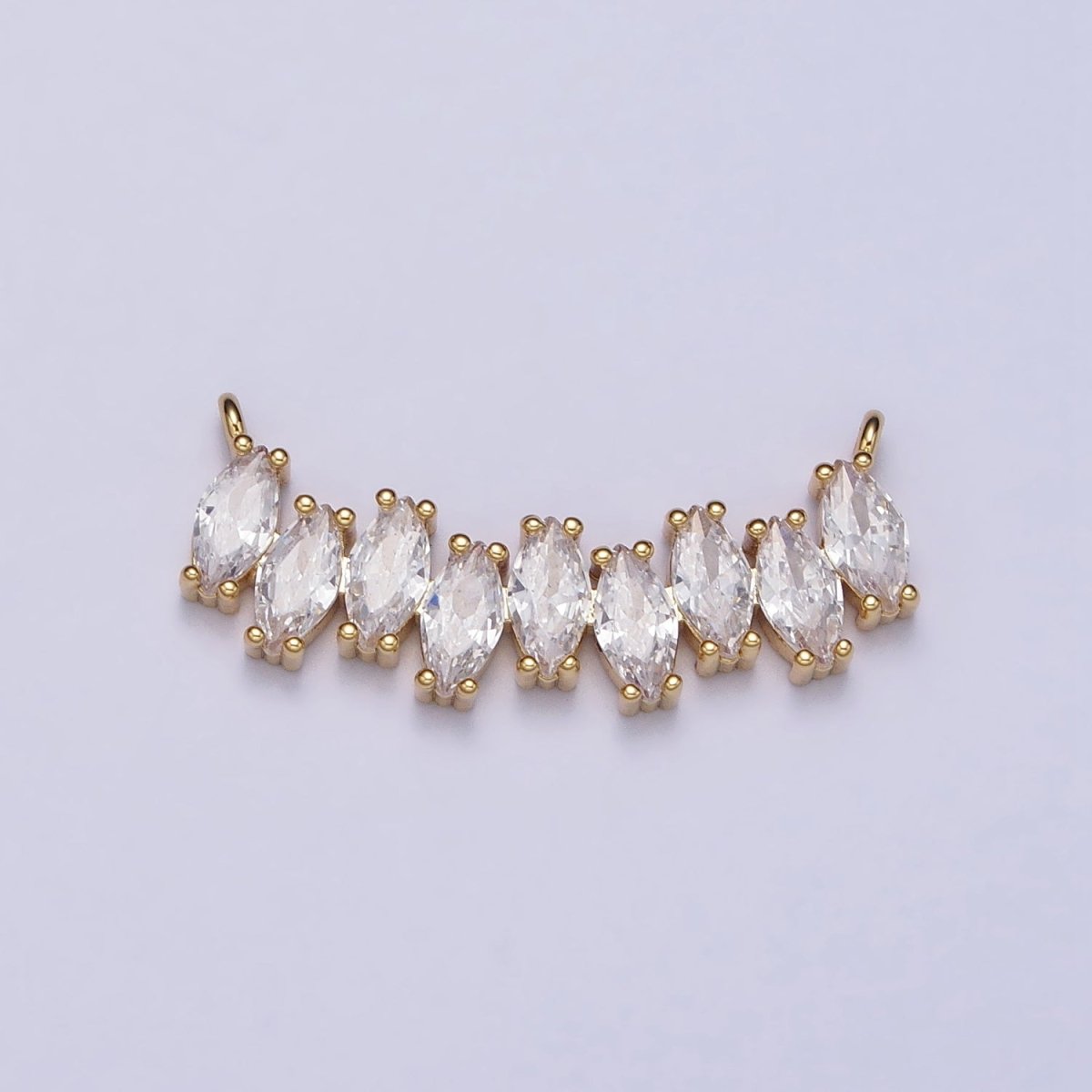 Gold, Silver Clear CZ Marquise Cubic Zirconia Curved Lined 22.5mm Connector | AA841 AA842 - DLUXCA