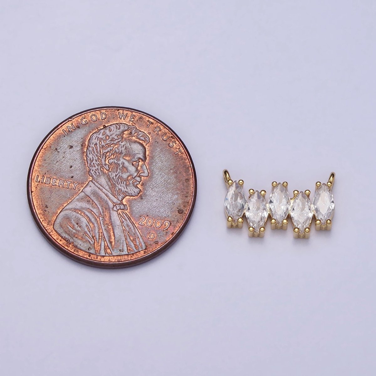 Gold, Silver Clear CZ Marquise Cubic Zirconia Lined 12.8mm Connector | AA843 AA844 - DLUXCA
