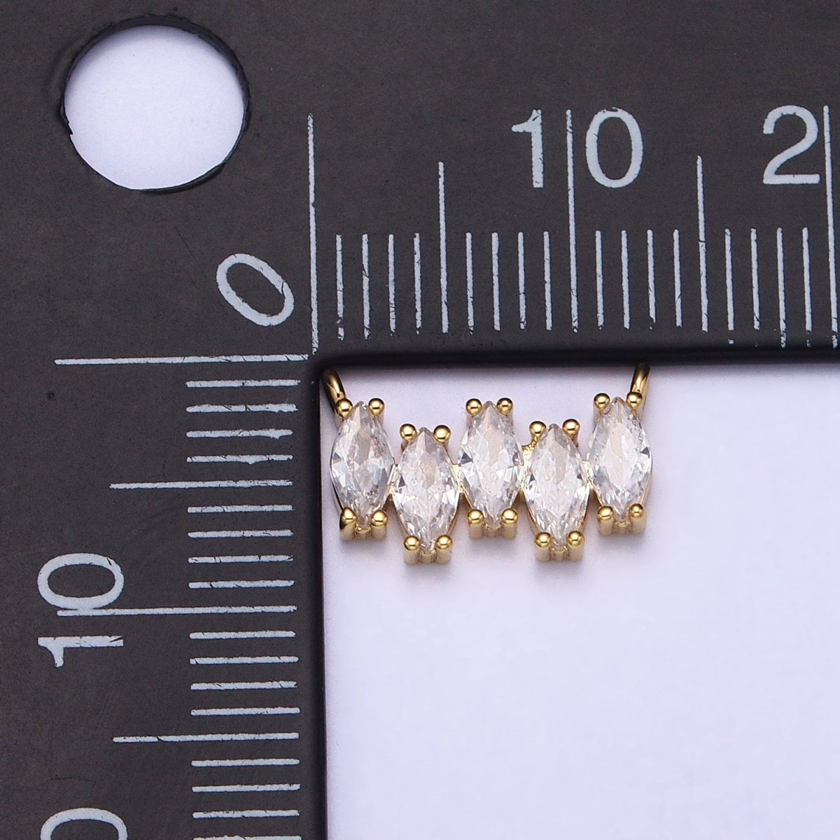 Gold, Silver Clear CZ Marquise Cubic Zirconia Lined 12.8mm Connector | AA843 AA844 - DLUXCA