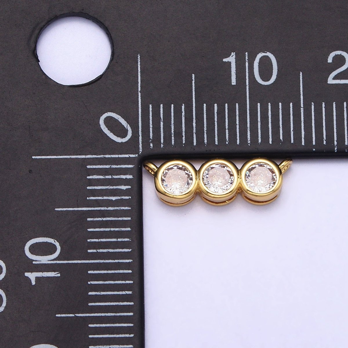 Gold, Silver Clear CZ Round Cubic Zirconia Lined 13.5mm Connector | AA845 AA846 - DLUXCA