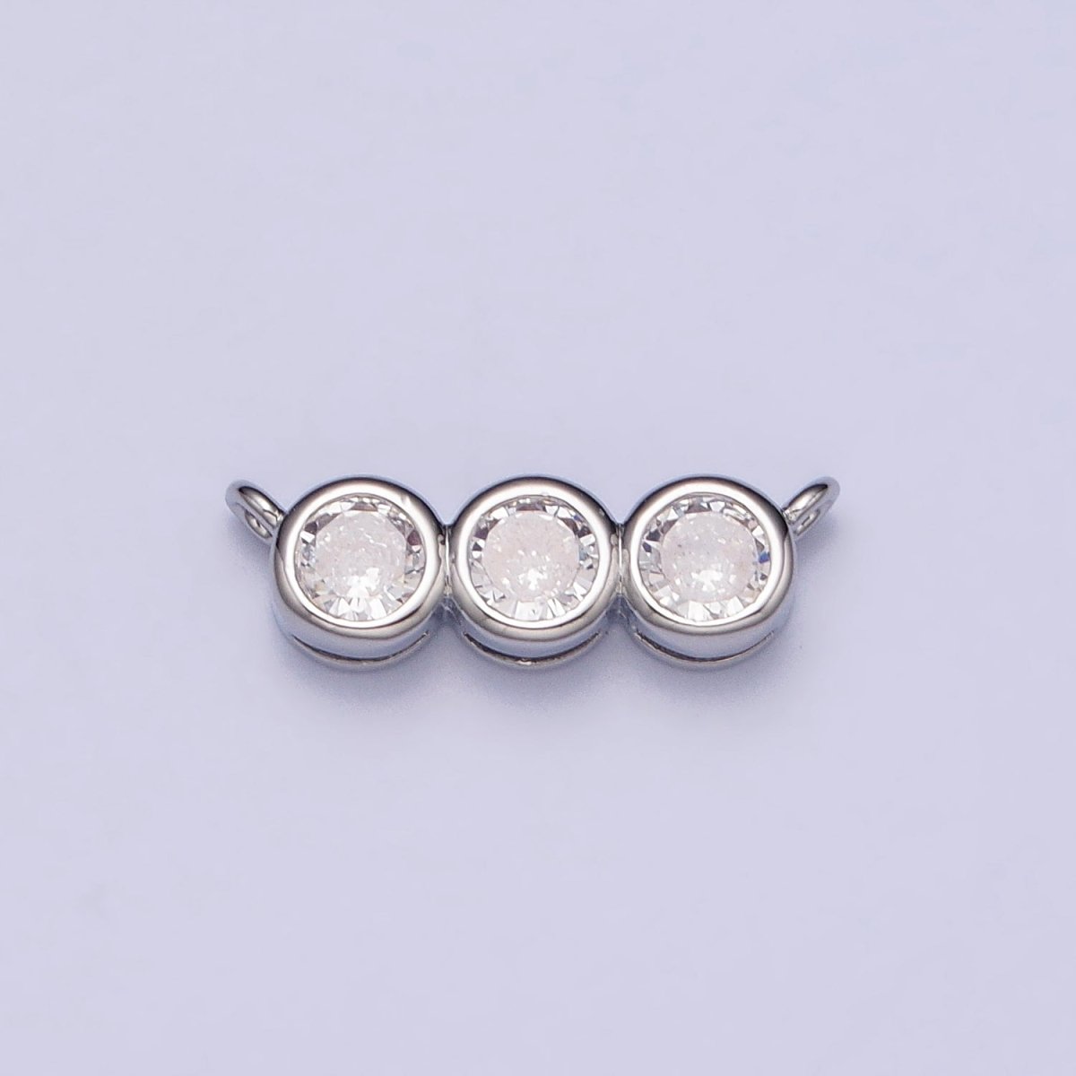 Gold, Silver Clear CZ Round Cubic Zirconia Lined 13.5mm Connector | AA845 AA846 - DLUXCA