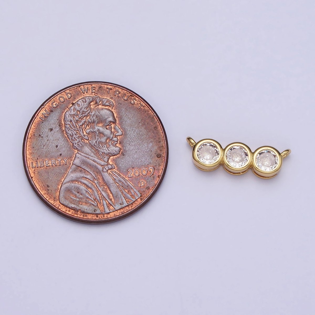 Gold, Silver Clear CZ Round Cubic Zirconia Lined 13.5mm Connector | AA845 AA846 - DLUXCA