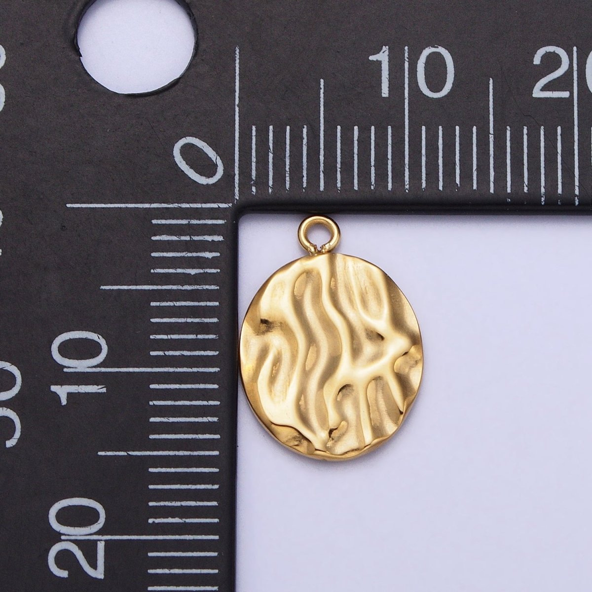Gold, Silver Double Sided Oval Hammered Charm in Gold & Silver | P-890 - DLUXCA
