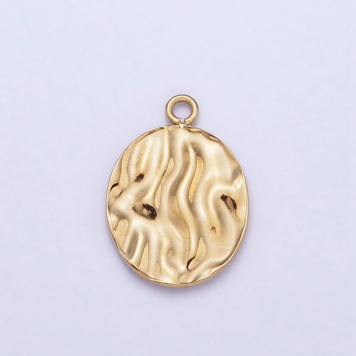 Gold, Silver Double Sided Oval Hammered Charm in Gold & Silver | P-890 - DLUXCA