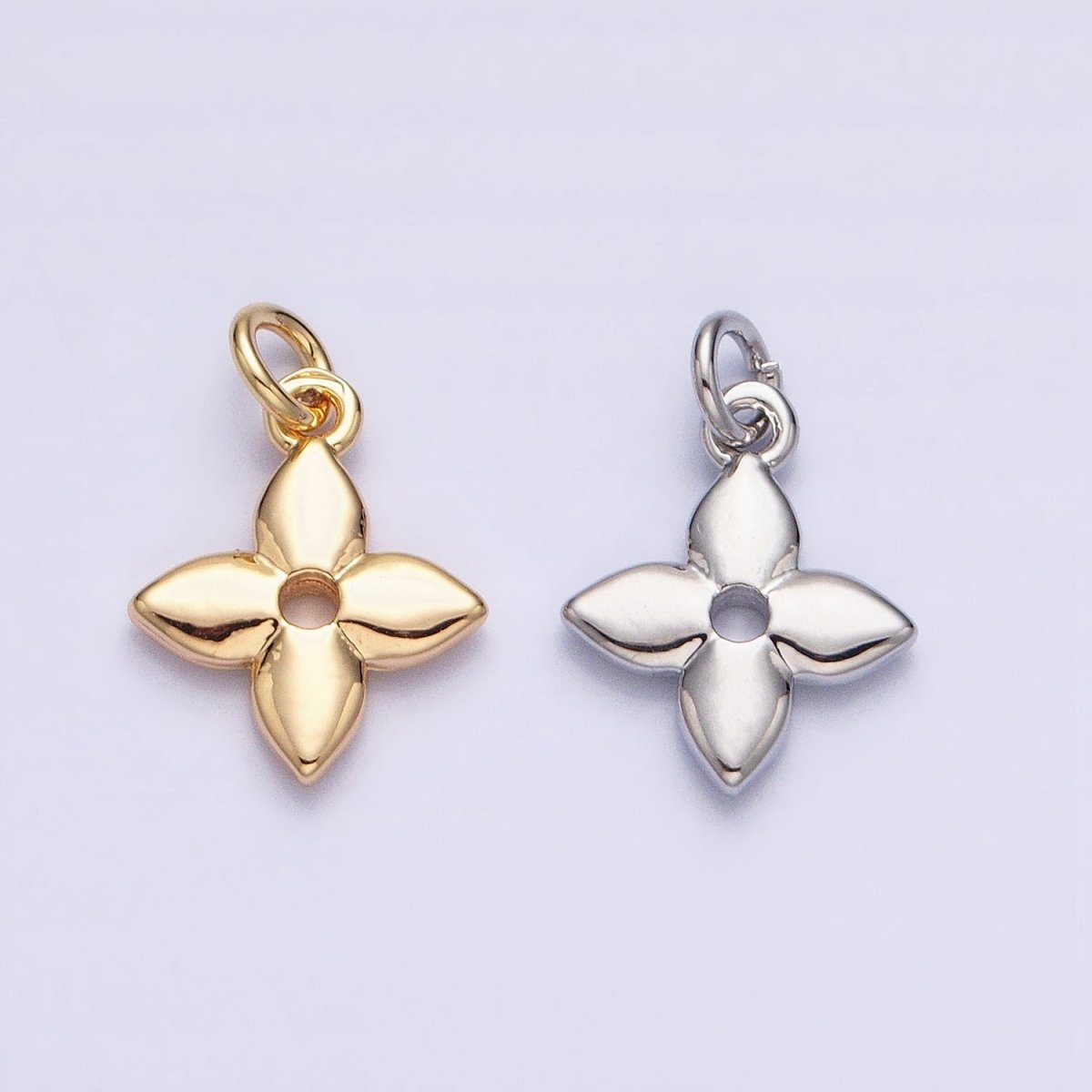 Gold, Silver Four-Leaf Flower Nature Add-On Charm | AC-617 AC-618 - DLUXCA
