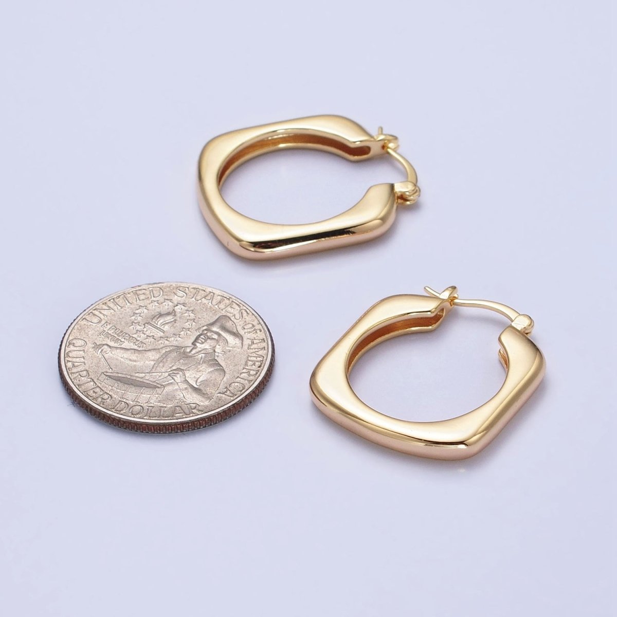 Gold, Silver Geometric Abstract Square Triangle Statement Latch Earrings | AB545 AB546 - DLUXCA