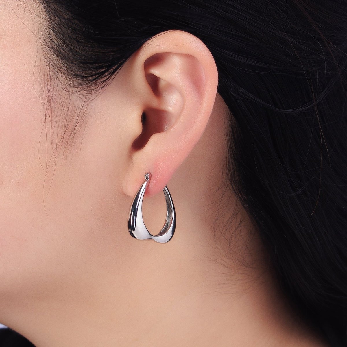 Gold, Silver Geometric Abstract Triangle Statement Latch Earrings | AB543 AB544 - DLUXCA