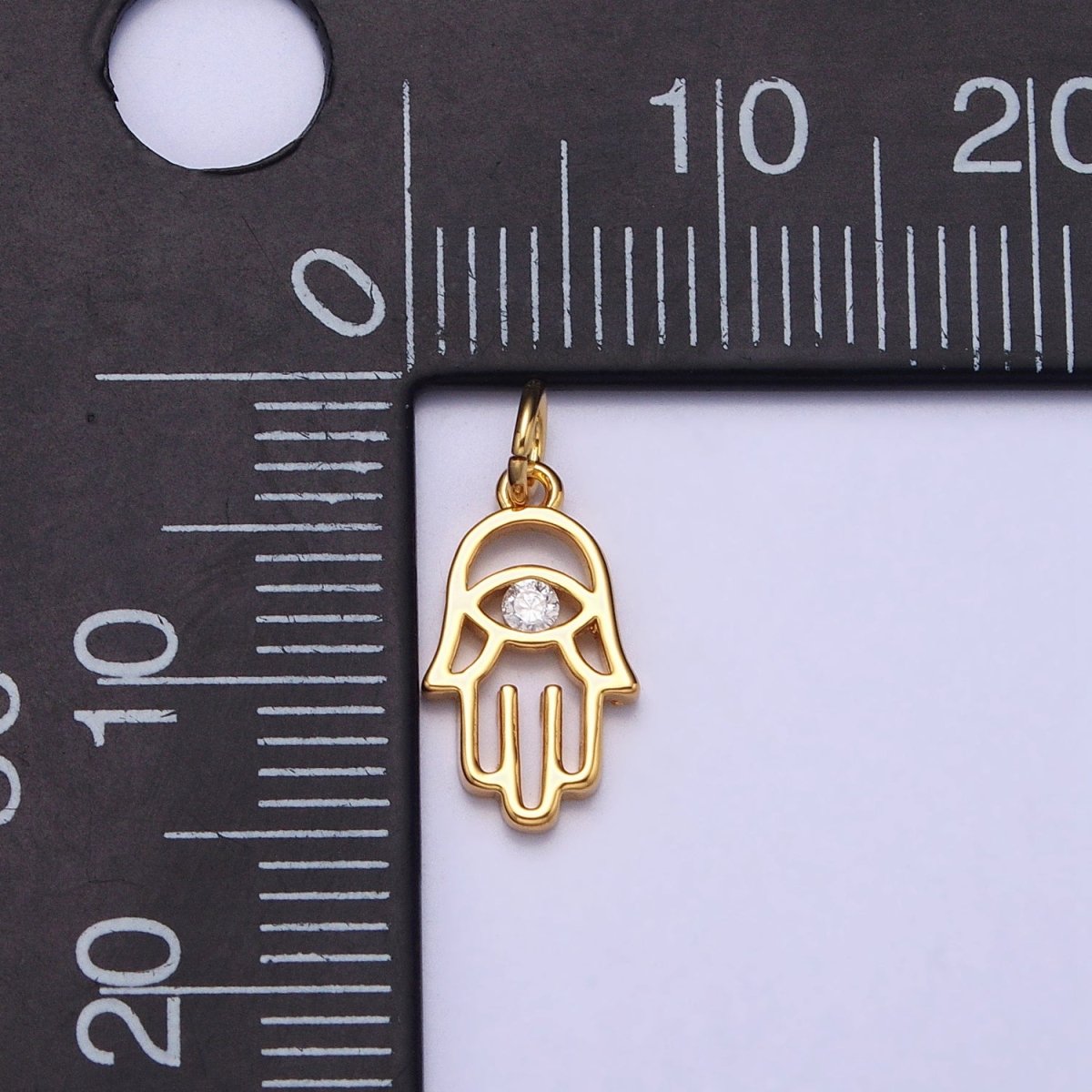 Gold, Silver Hamsa Hand Clear CZ Open Add-On Charm in Gold & Silver | AC408 AC409 - DLUXCA