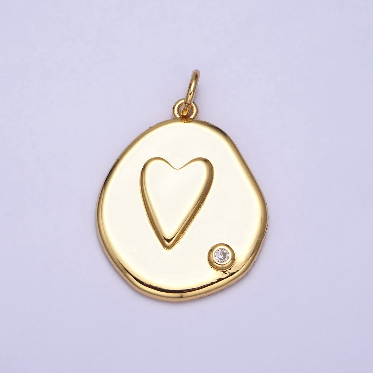 Gold, Silver Heart Valentine Love Lower Clear CZ Abstract Round Add-On Charm | AC545 AC546 - DLUXCA