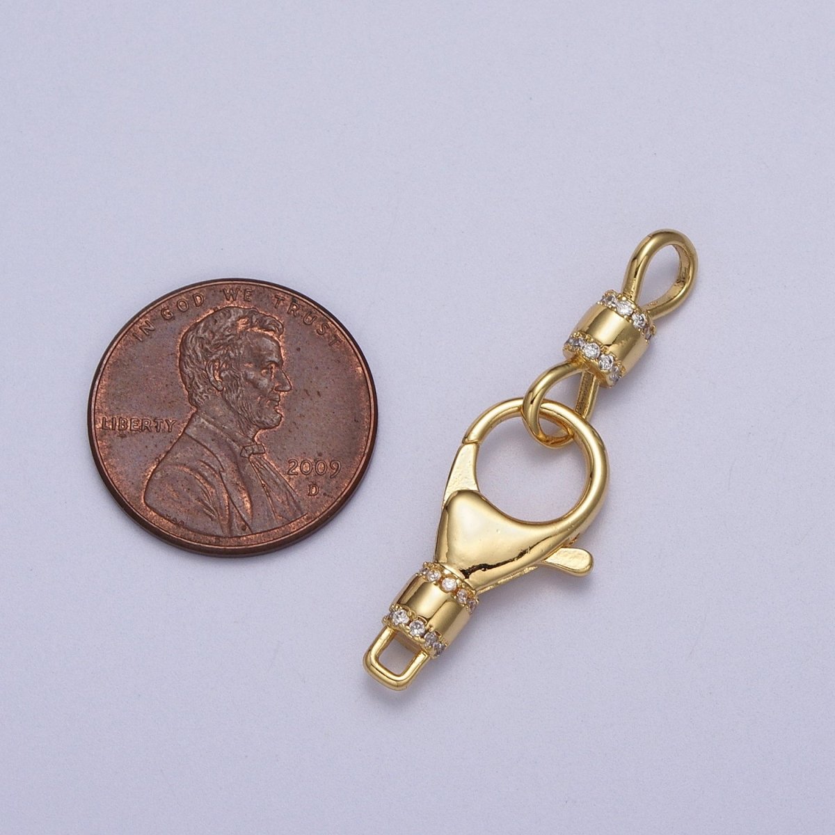 Gold, Silver Lobster Clasps Double Latch On Micro Paved CZ Jewelry Closure Supply | Z-041 Z-042 - DLUXCA