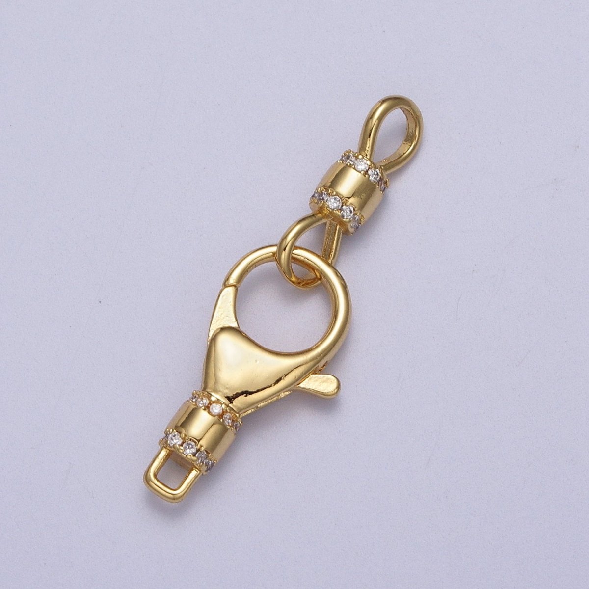 Gold, Silver Lobster Clasps Double Latch On Micro Paved CZ Jewelry Closure Supply | Z-041 Z-042 - DLUXCA