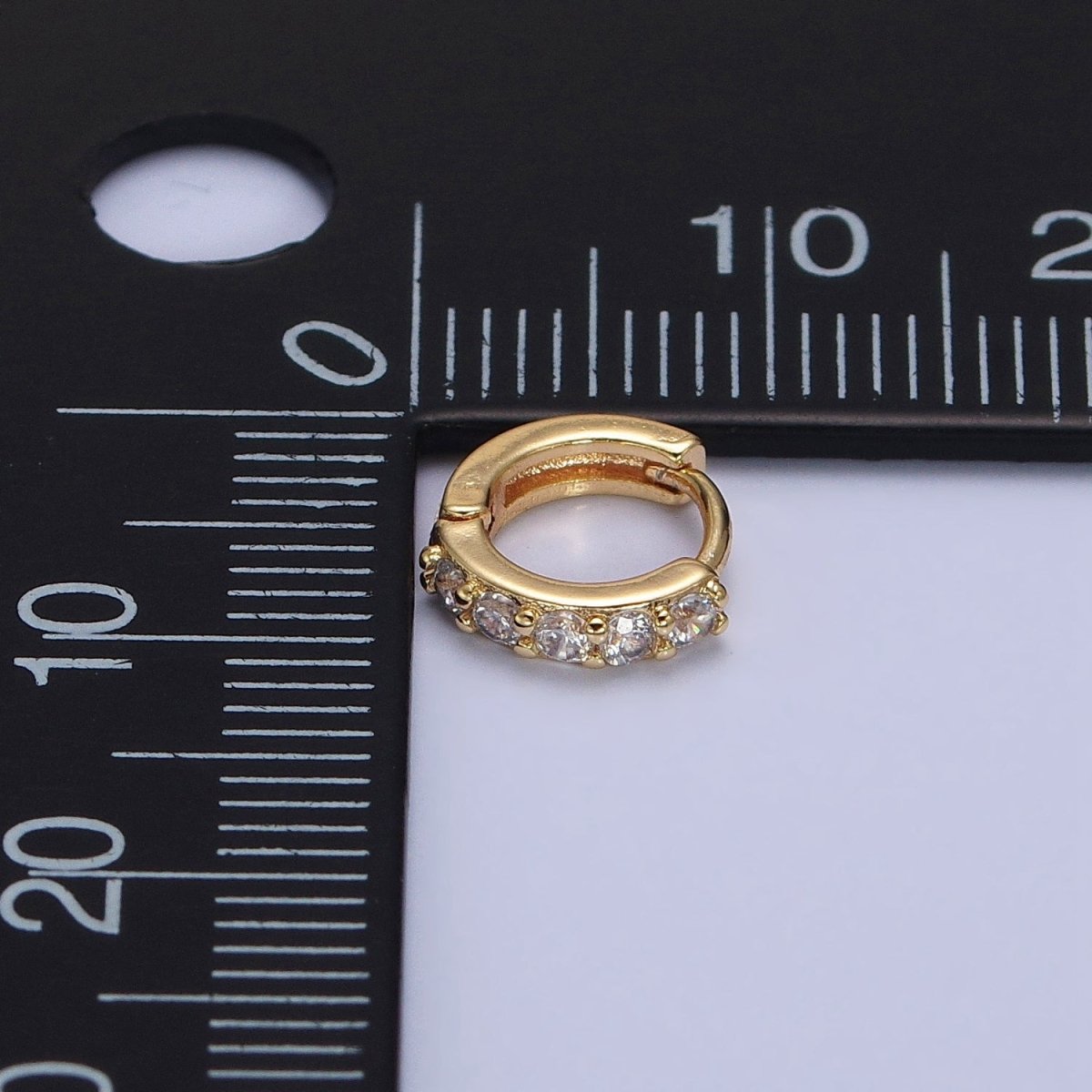 Gold, Silver Mini Cartilage Clear Micro Paved CZ Huggie Earrings | AB950 AB951 - DLUXCA