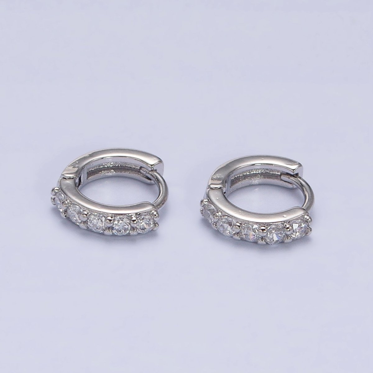 Gold, Silver Mini Cartilage Clear Micro Paved CZ Huggie Earrings | AB950 AB951 - DLUXCA
