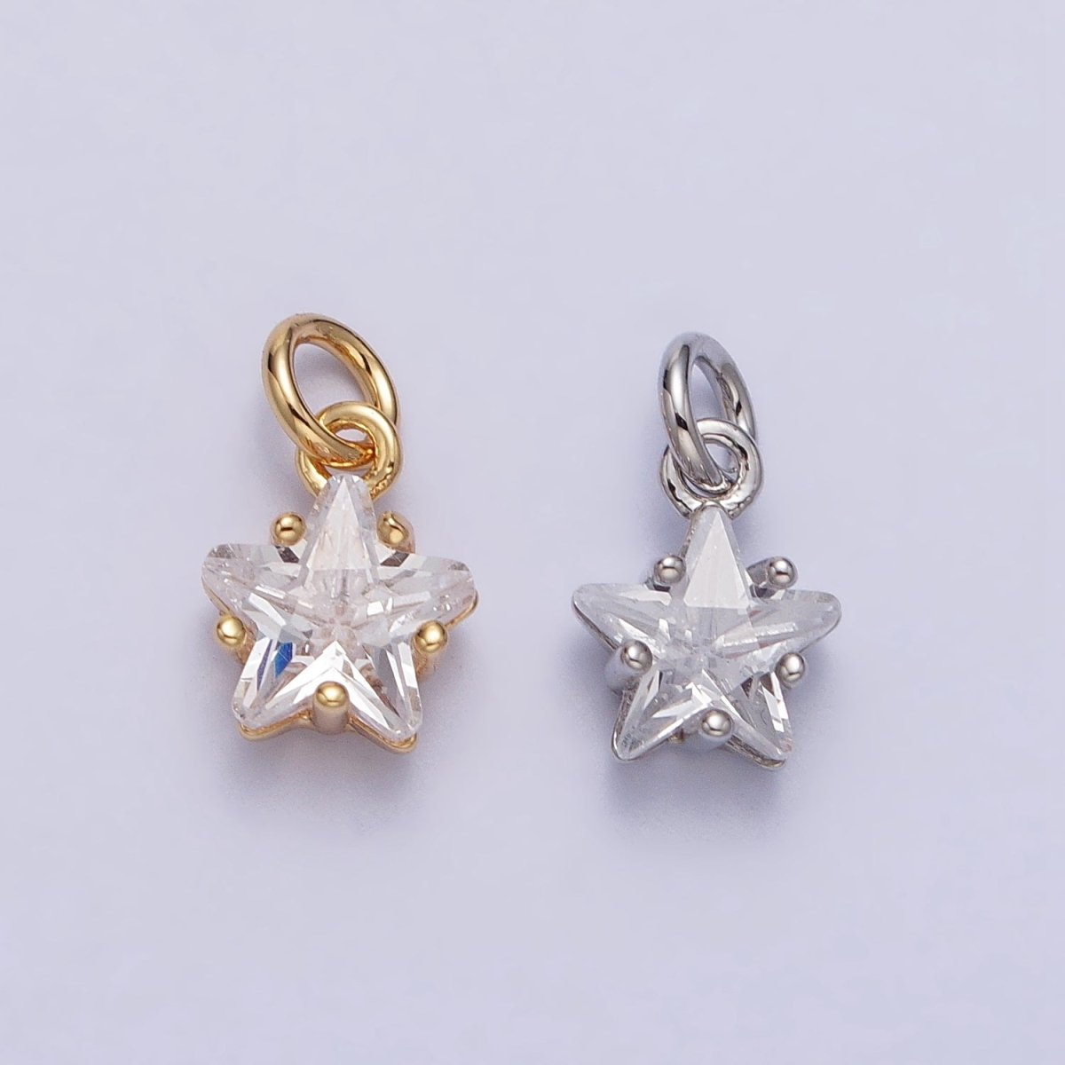 Gold, Silver Mini Celestial Star Clear CZ Cubic Zirconia Add-On Charm | AC237 AC238 - DLUXCA