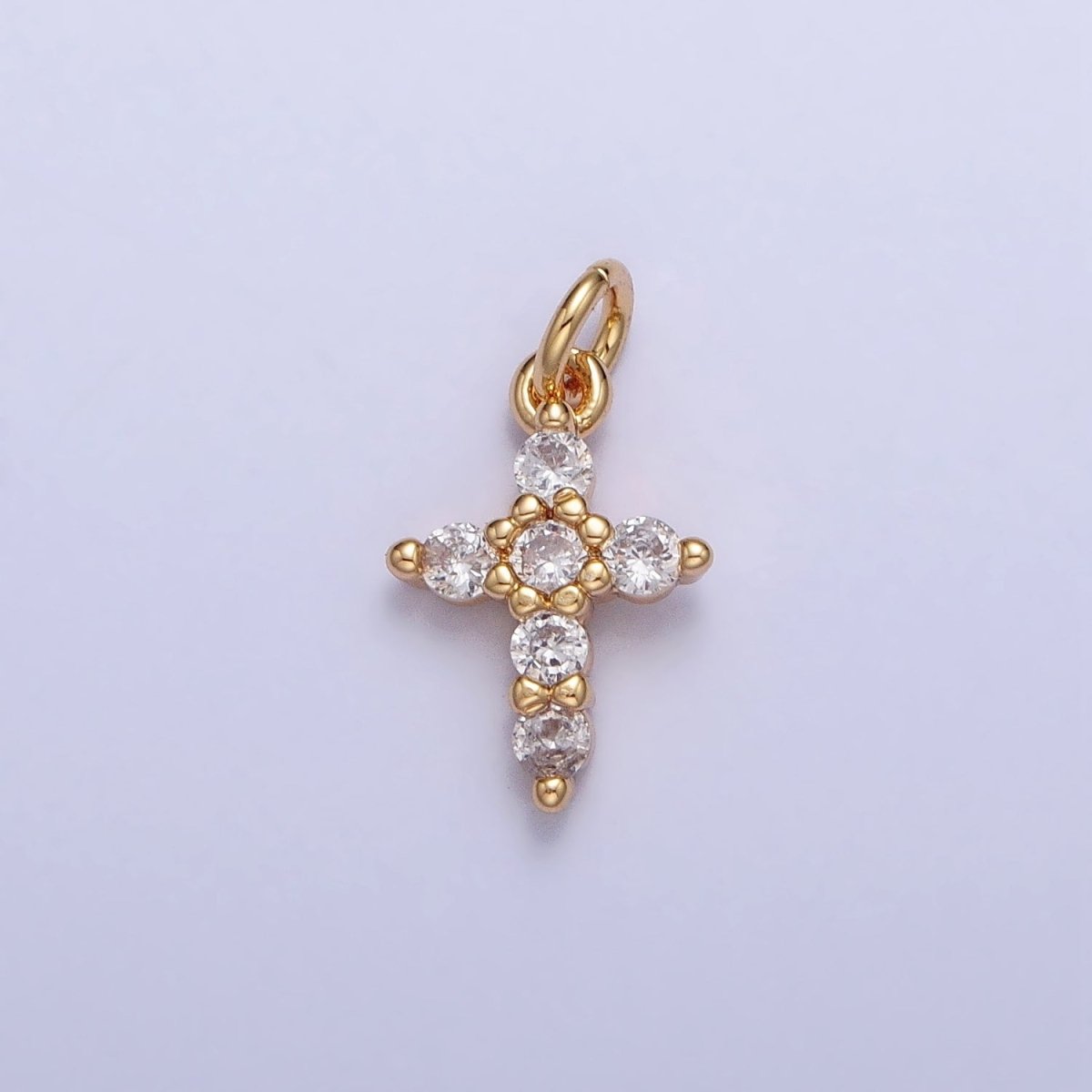 Gold, Silver Mini Cross Charm CZ Religious Add-On Charm | AC-725 AC-726 - DLUXCA