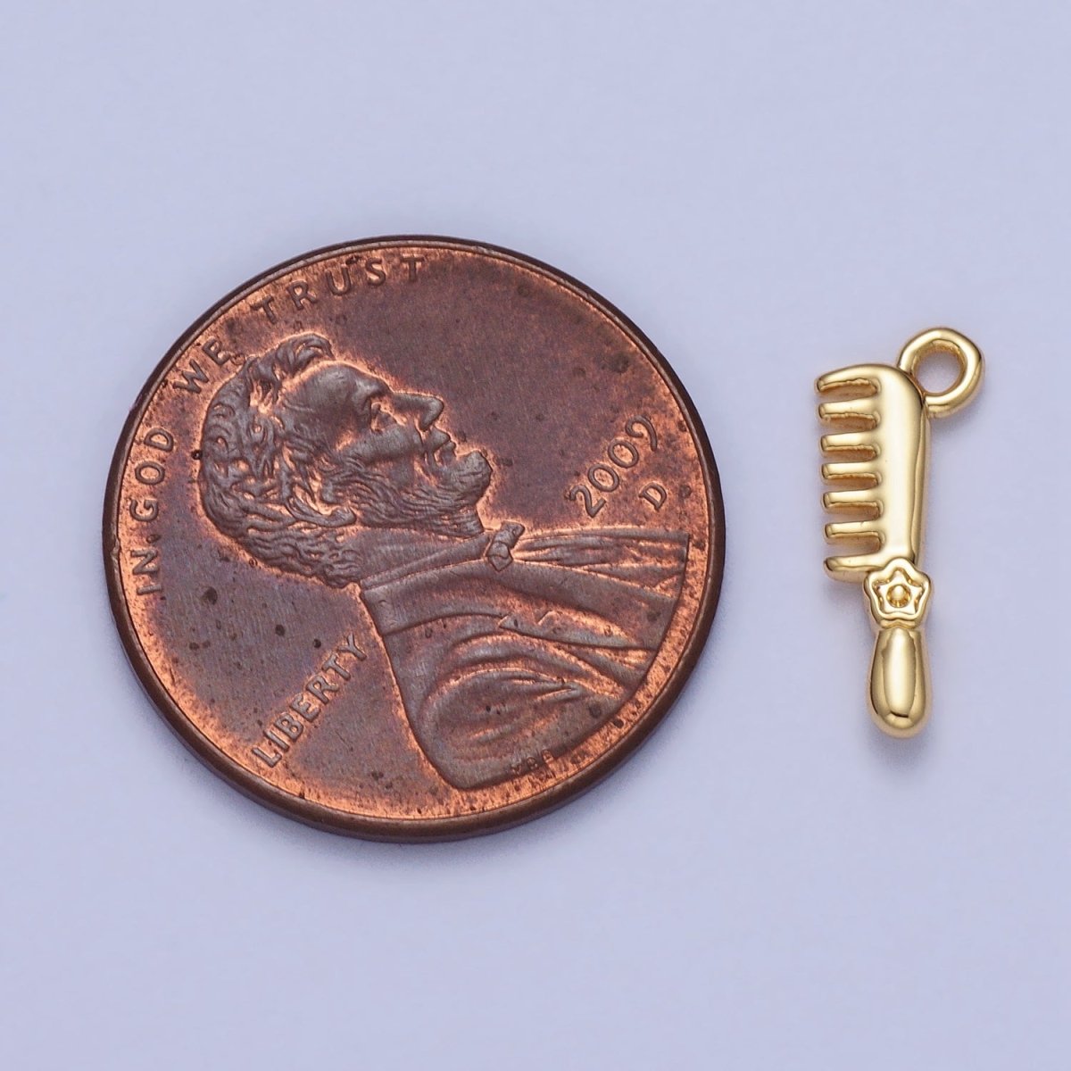 Gold, Silver Mini Flower-Themed Hairbrush Comb Add-On Charm | AC044 AC045 - DLUXCA