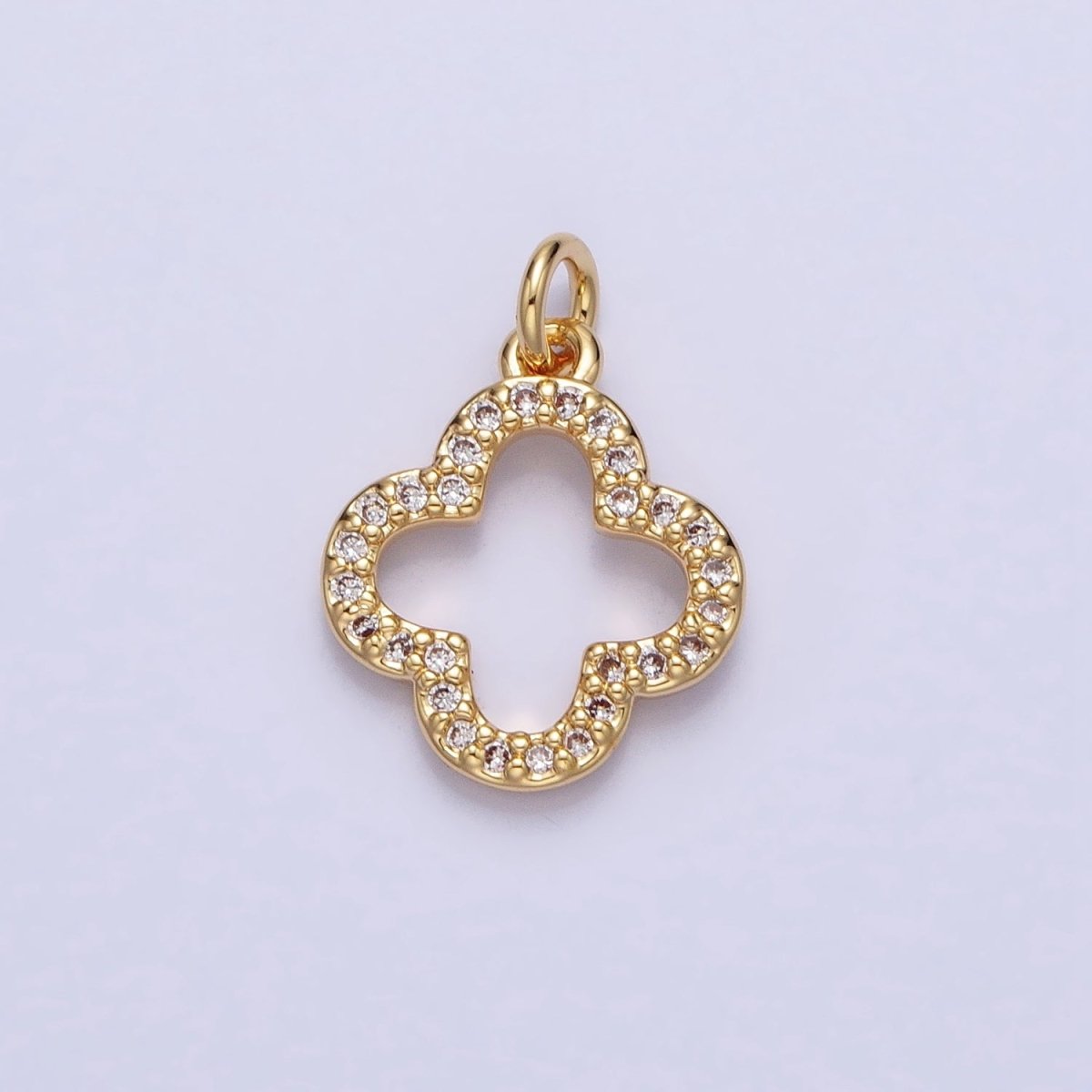 Gold, Silver Mini Lucky Four-Leaf Clover Quatrefoil Open Charm | AC-733 AC-734 - DLUXCA