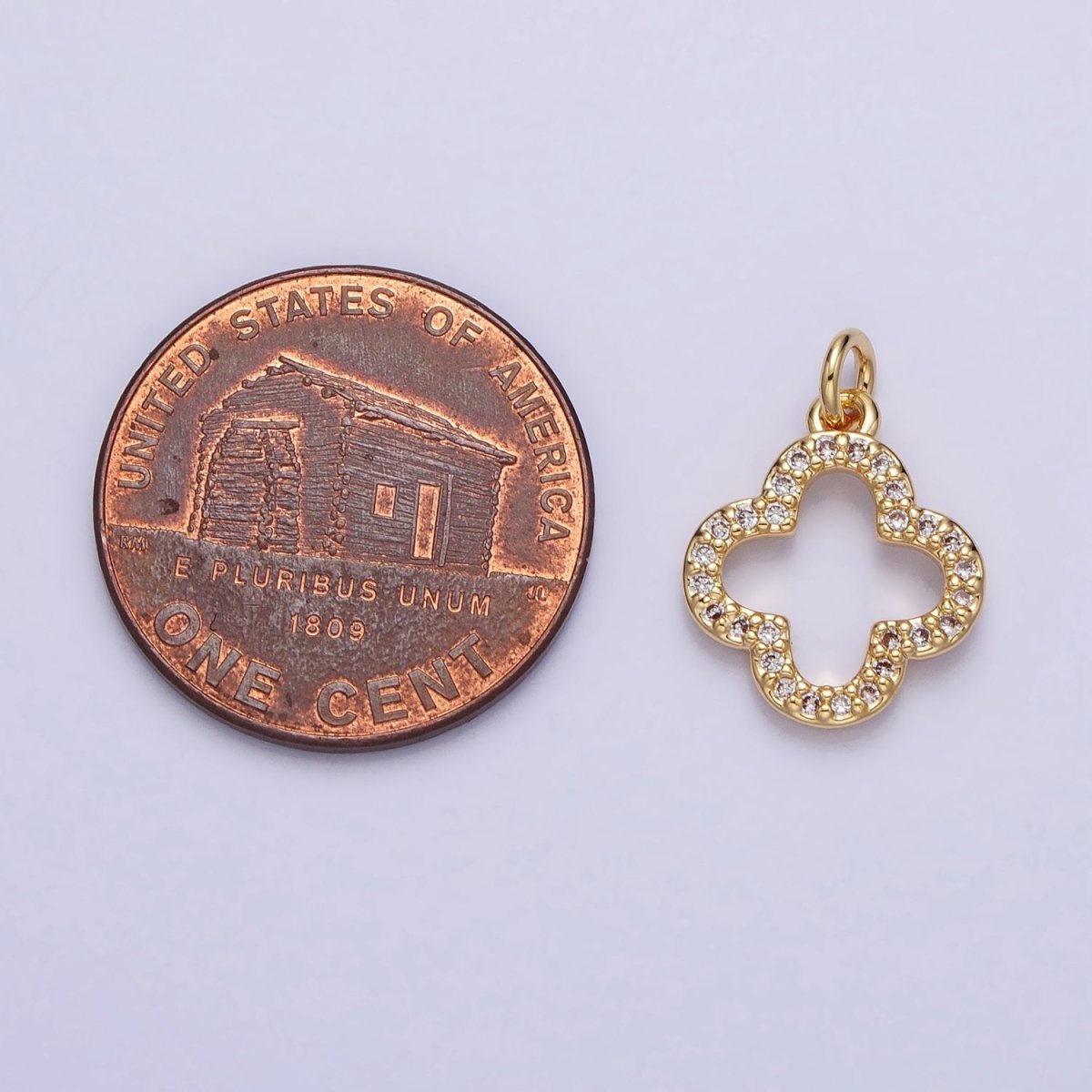 Gold, Silver Mini Lucky Four-Leaf Clover Quatrefoil Open Charm | AC-733 AC-734 - DLUXCA