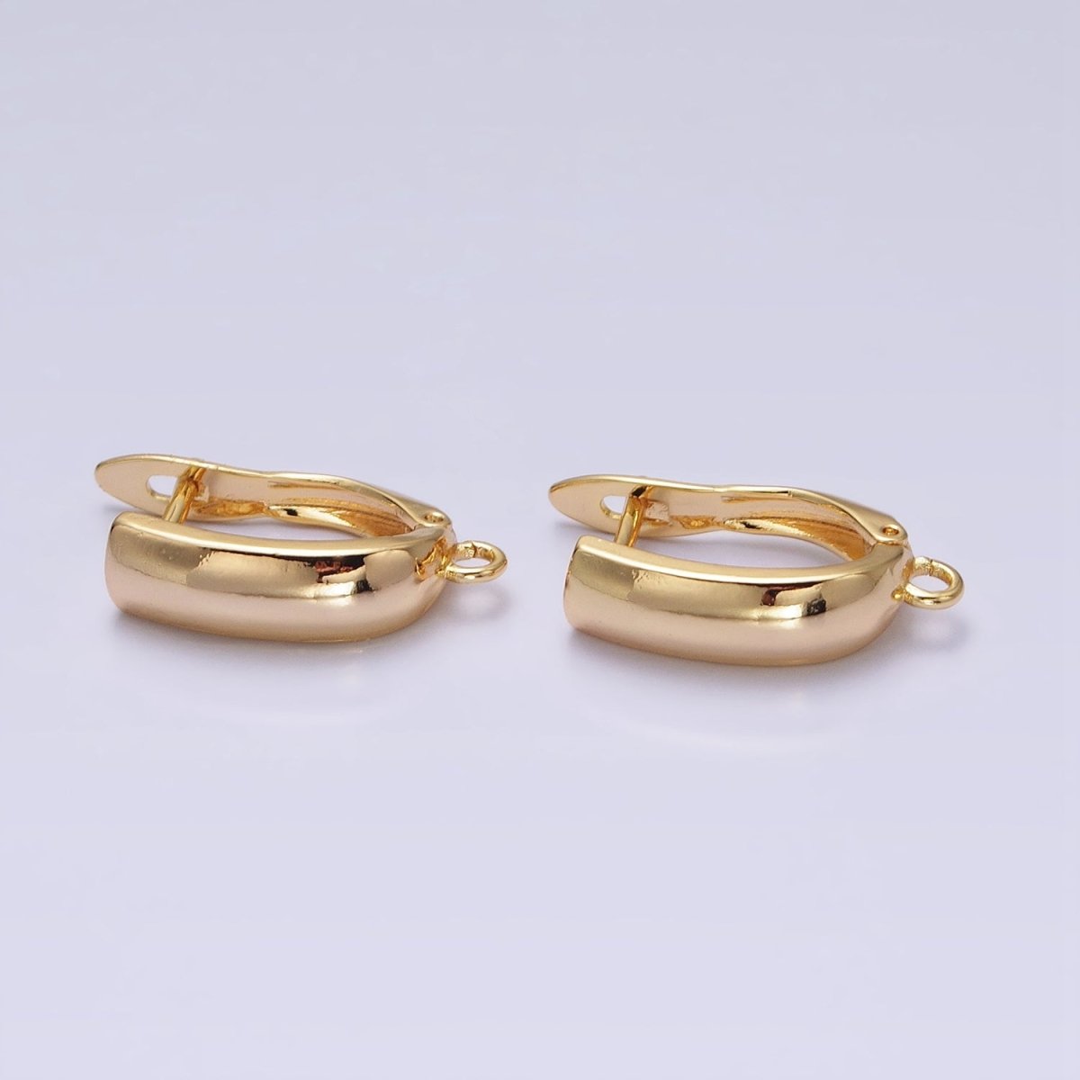 Gold, Silver Minimalist Flat Rectangular Open Loop English Lock Earrings Supply | Z-294 Z-295 - DLUXCA
