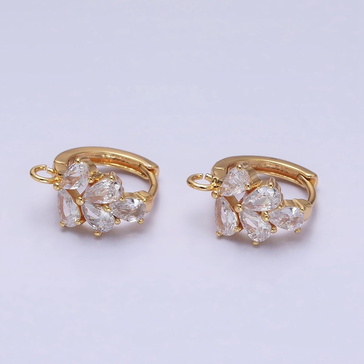 Gold, Silver Multiple Clear Marquise Huggie Open Loop Earrings Supply Open Link Earring | Z-292 Z-293 - DLUXCA