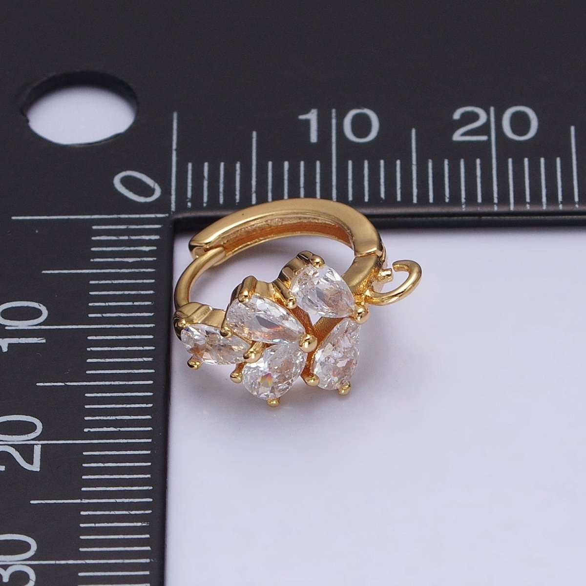 Gold, Silver Multiple Clear Marquise Huggie Open Loop Earrings Supply Open Link Earring | Z-292 Z-293 - DLUXCA