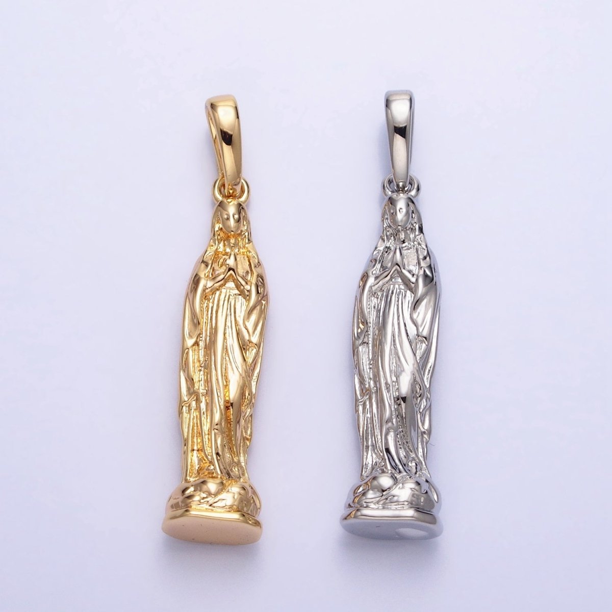 Gold, Silver Praying Mother Virgin Mary 43mm Religious Pendant | AA217 AA218 - DLUXCA