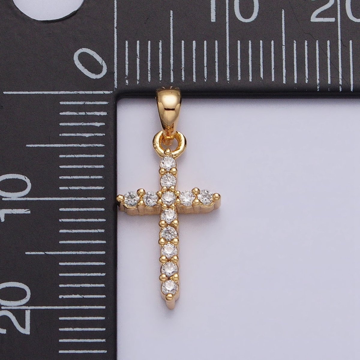 Gold, Silver Religious Latin Cross Micro Paved CZ Pendant | AA353 AA354 - DLUXCA