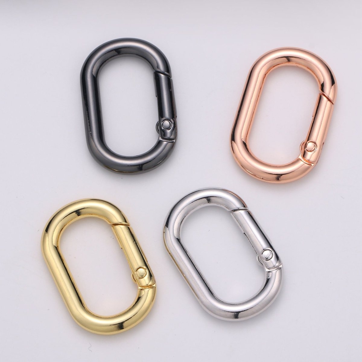 Gold, Silver, Rose Gold, Black Thick Push Gate Oval Clasp, Spring gate Clasp, 20x31mm Chunky Clasp for Statement Necklace L-028~L-031 - DLUXCA