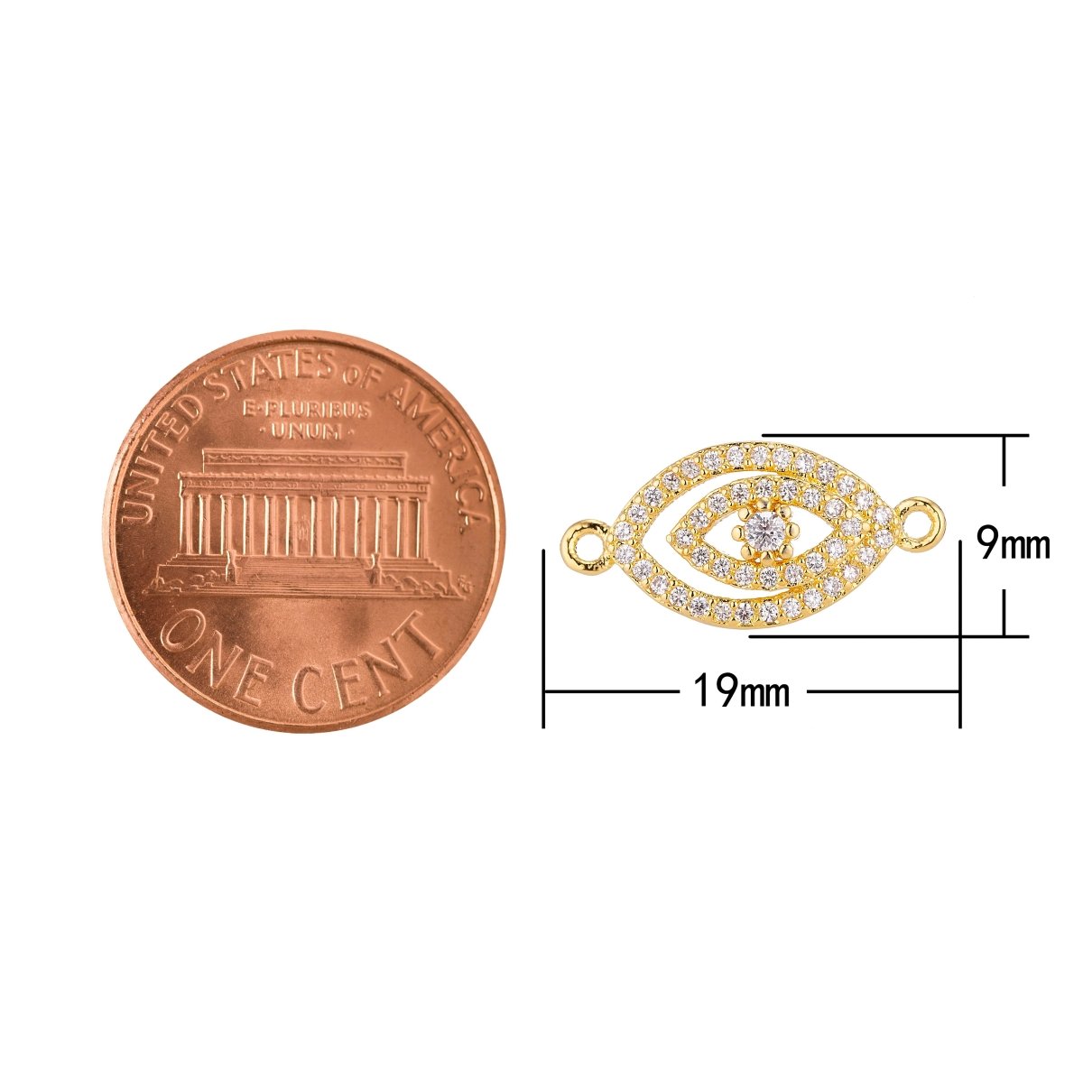 Gold, Silver, Rose Gold Cubic Zirconia Gold Filled Copper Material, Crystal Flower Evil Eye Protection Design Crystallized Bracelet CONNECTOR For Jewelry Making | F-055 - DLUXCA