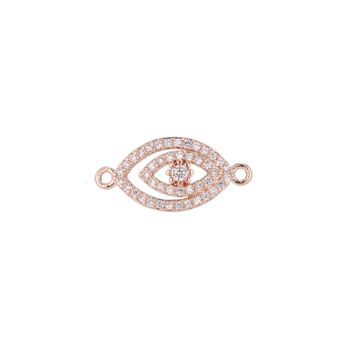 Gold, Silver, Rose Gold Cubic Zirconia Gold Filled Copper Material, Crystal Flower Evil Eye Protection Design Crystallized Bracelet CONNECTOR For Jewelry Making | F-055 - DLUXCA