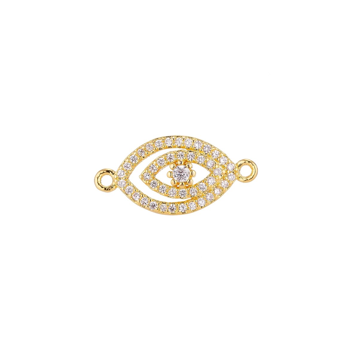 Gold, Silver, Rose Gold Cubic Zirconia Gold Filled Copper Material, Crystal Flower Evil Eye Protection Design Crystallized Bracelet CONNECTOR For Jewelry Making | F-055 - DLUXCA