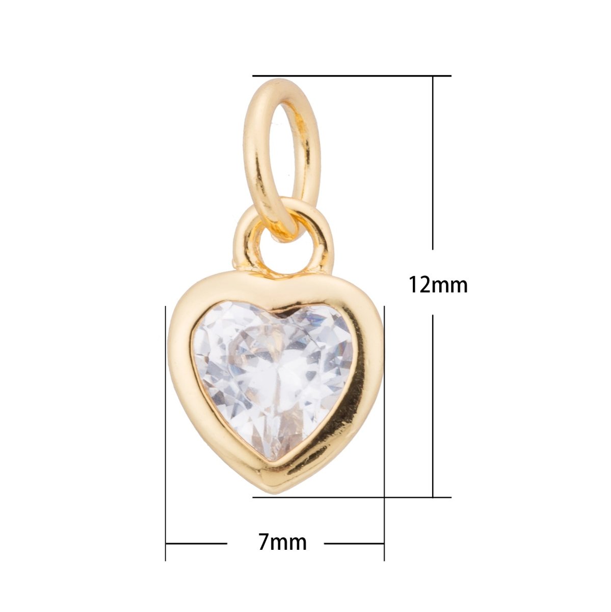 Gold / Silver / Rose Gold Filled Heart Diamond, Cute Love, Dangle Charm, Modern Craft Gift Cubic Zirconia Bracelet Charm Bead Findings Pendant For Jewelry Making | E-230 E-232 - DLUXCA
