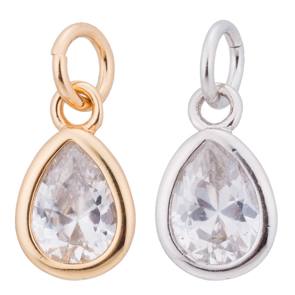 Gold / Silver / Rose Gold Pear Shaped, Tear Drop, Dangle Charm Modern Women DIY Craft Cubic Zirconia Bracelet Charm Bead Findings Pendant For Jewelry Making C-180 - DLUXCA
