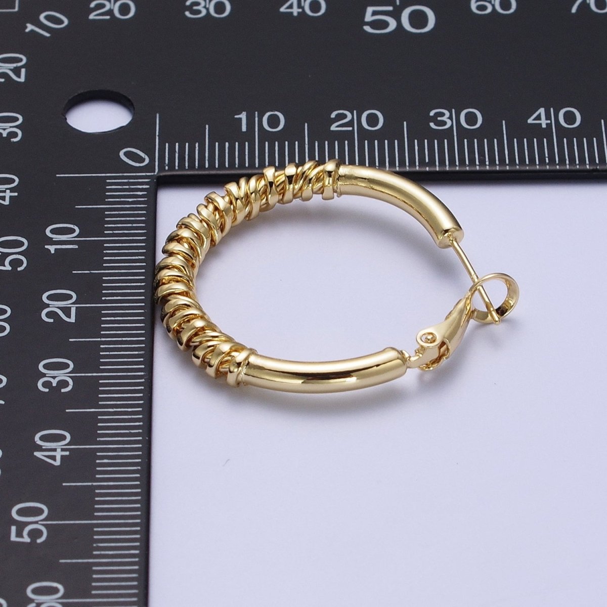 Gold / Silver Round Half Spiral Cord Geometric Hoops Earrings | AE1093 AE1094 - DLUXCA