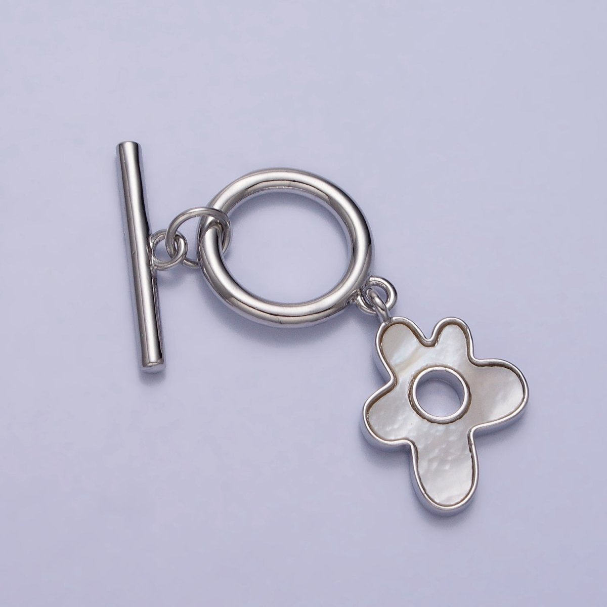 Gold, Silver Shell Pearl Splatter Flower Dangle Toggle Clasps Jewelry Closure Supply | Z-093 Z-094 - DLUXCA