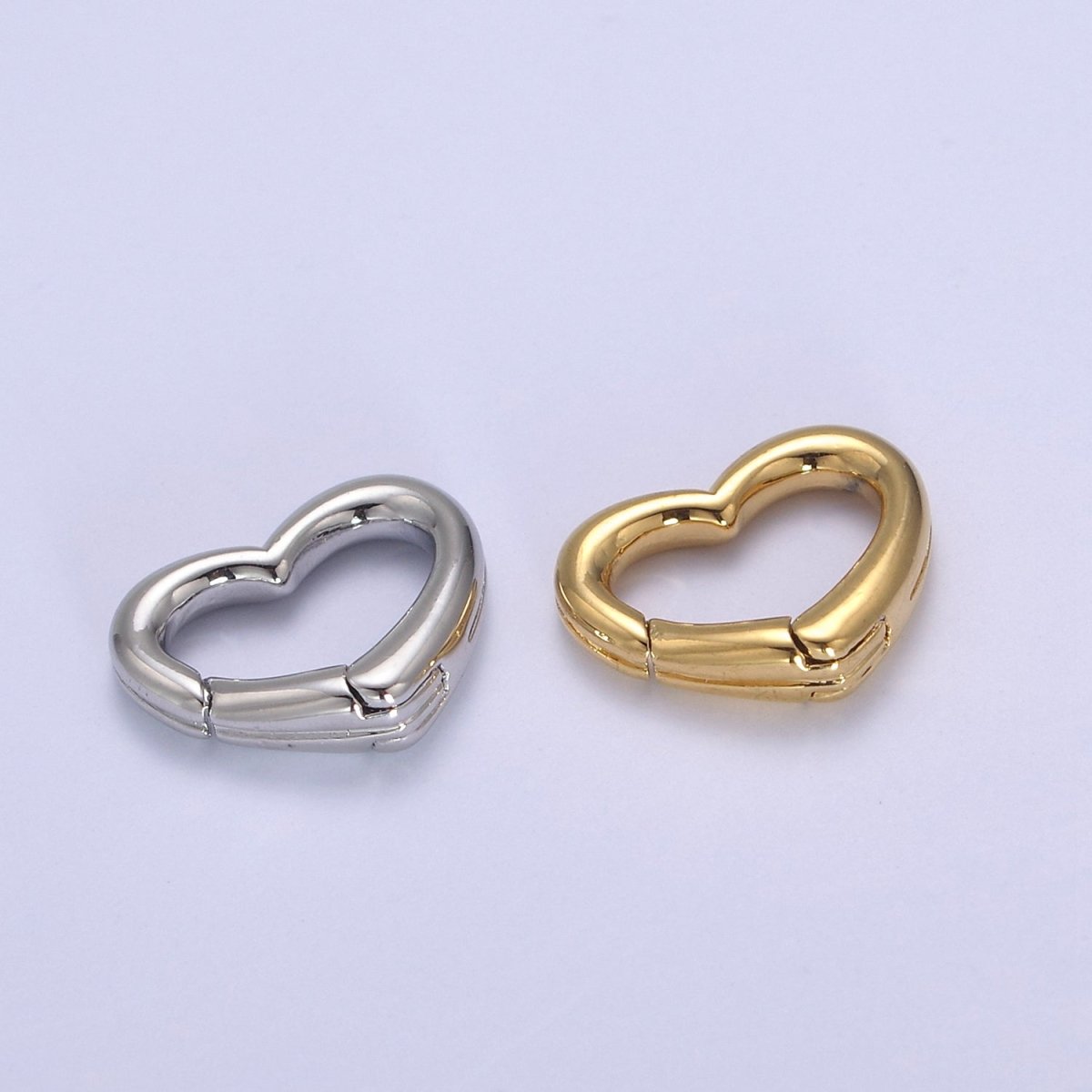 Gold Silver Spring Gate Ring Heart Clasp, Push Clip Clasp, Spring Gate for Jewelry Making L-660 L-661 - DLUXCA