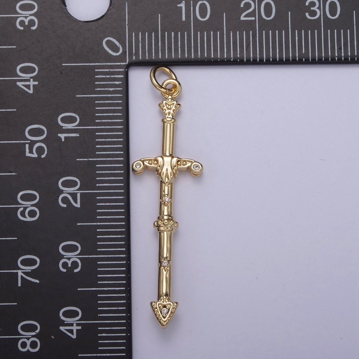 Gold / Silver Sword Charm Pendant, Large Sword Charm Pendant N-838 N-839 - DLUXCA