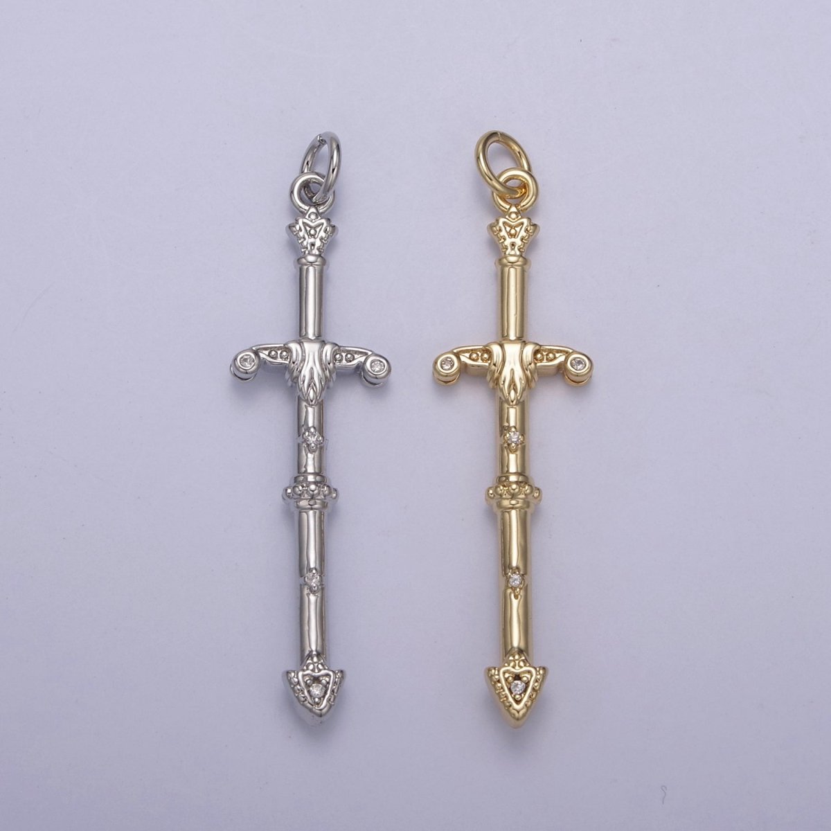 Gold / Silver Sword Charm Pendant, Large Sword Charm Pendant N-838 N-839 - DLUXCA