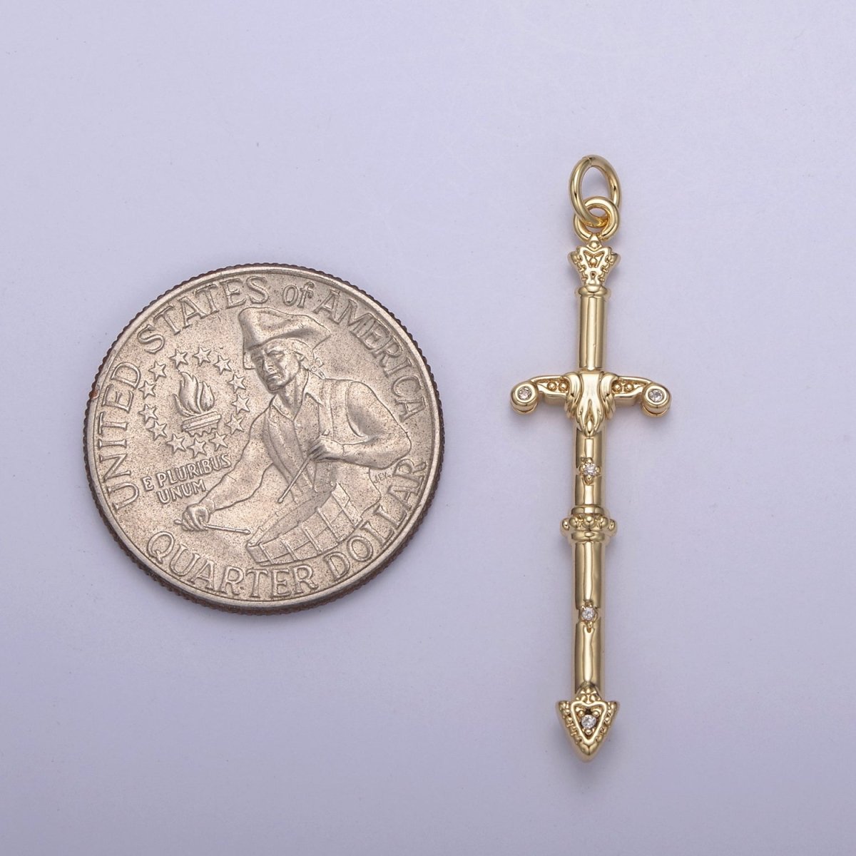 Gold / Silver Sword Charm Pendant, Large Sword Charm Pendant N-838 N-839 - DLUXCA