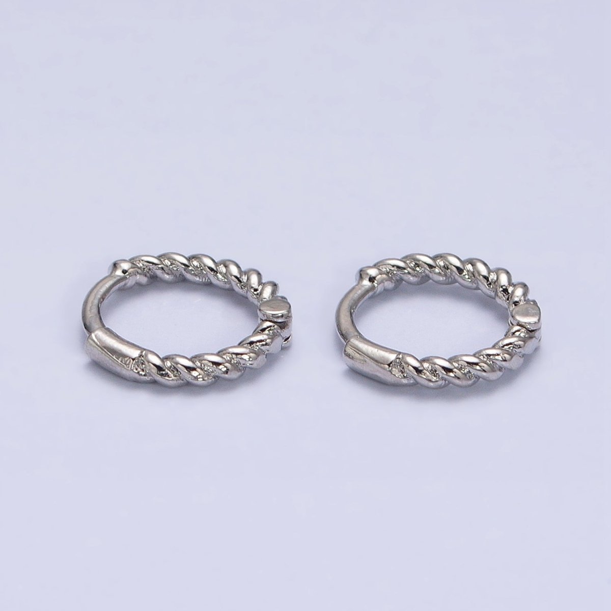 Gold, Silver Twisted Croissant Thin 11mm Cartilage Huggie Earrings | AB944 AB945 - DLUXCA